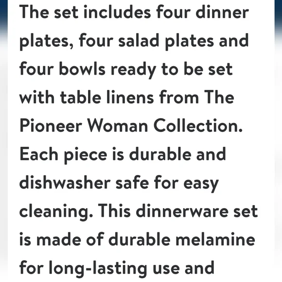 ❤️ New Pioneer Woman Juliette Teal Melamine 12-Piece Dinnerware Set - Picture 2 of 6